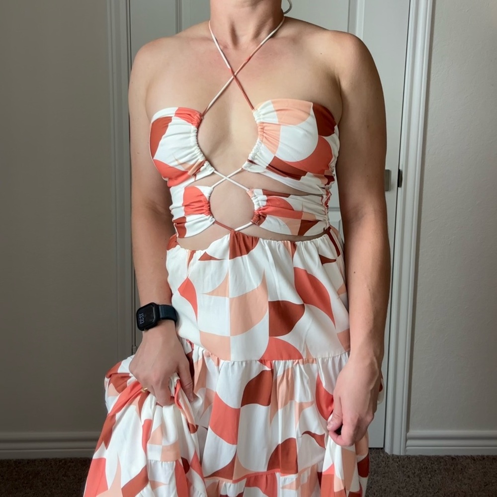 Mura Boutique Cut Out Halter Maxi Dress